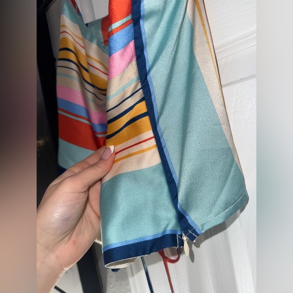 Lucy Paris Tessa Stripe V Neck Gathered Tank Top - Picture 5 of 6